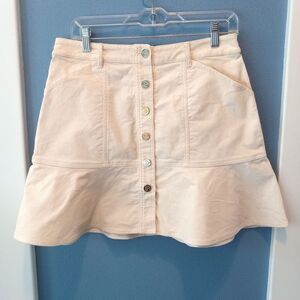 Draper James Size 8 Peplum Mini Skirt Corduroy Ivory Cream